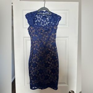 Blue lace cocktail dress